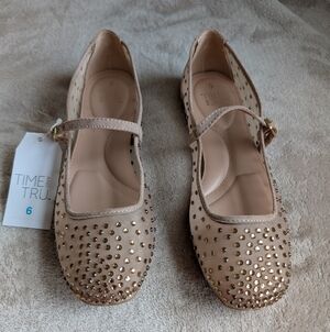 Time and Tru Nude Studded Mary Jane Flats